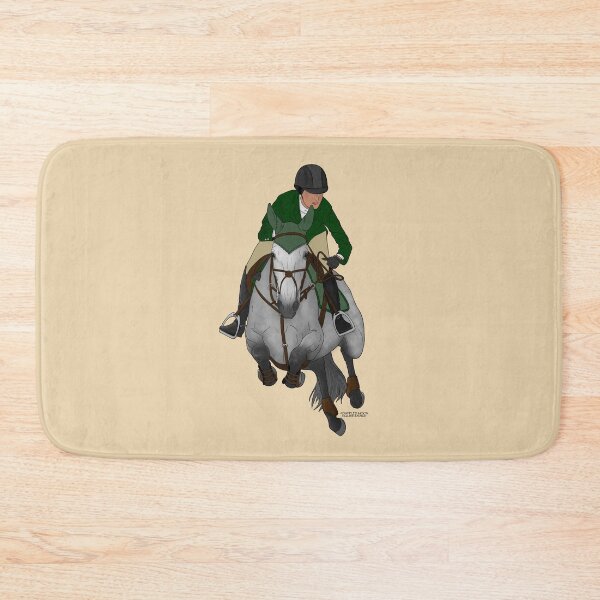 Item preview, Gray Jumping Horse with Rider in Green Coat designed and sold by DappledMoon.