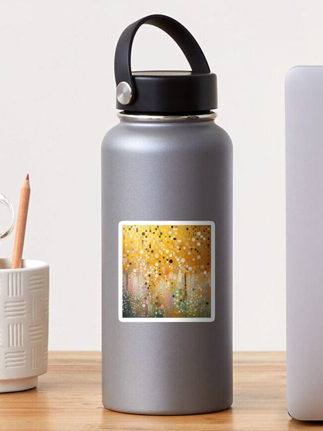 Aperçu 1 sur 3. Sticker avec l'œuvre Jardin de fleurs d'or de Klimt créée et vendue par maniacfitness.