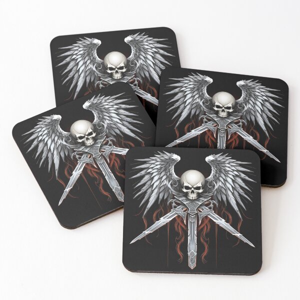 Item preview, skull with angel wings and crossing swords designed and sold by dcrc.