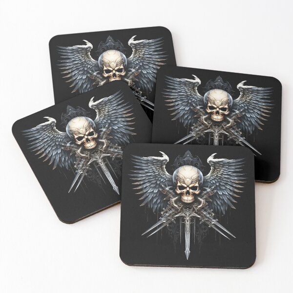 Item preview, skull with angel wings and crossing swords designed and sold by dcrc.