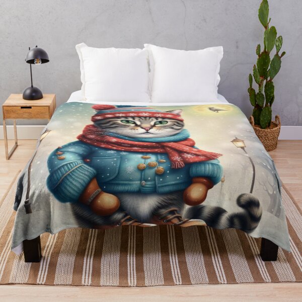 Item preview, Whimsical Cat Outside on a Cold Winter Night designed and sold by purplesensation.