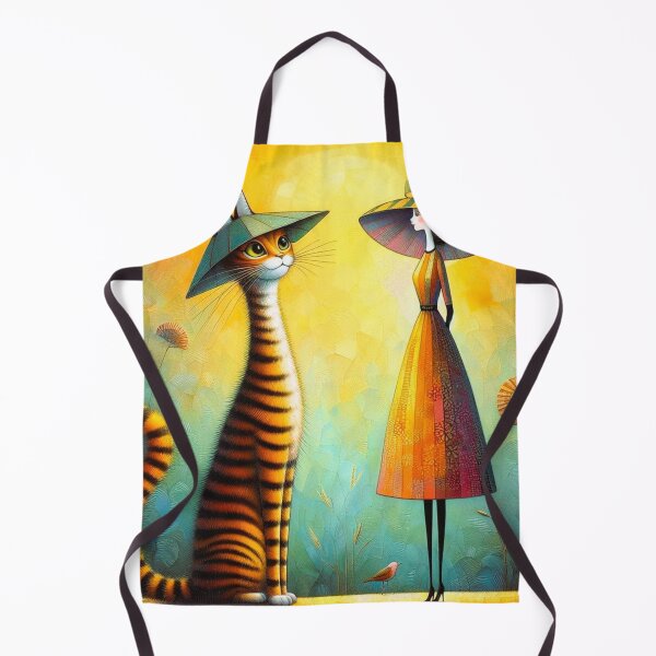 Item preview, Tiger Striped Long Cat Wearing A Hat Looking Lovingly At Her Female Companion designed and sold by Vintage Hustle.