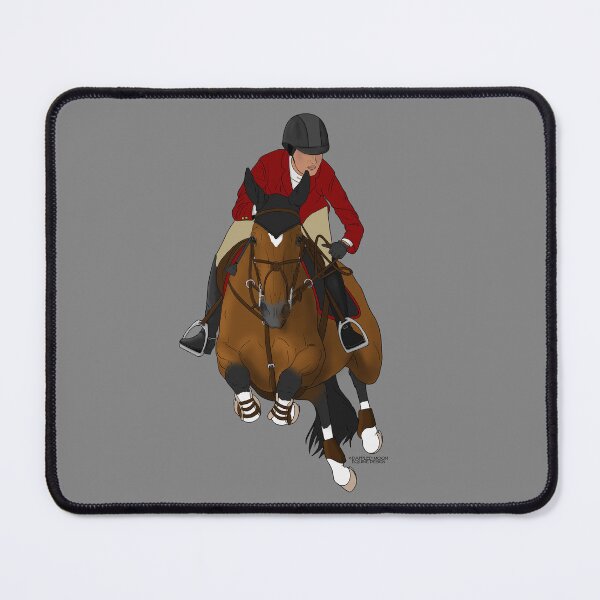 Item preview, Bay Jumping Horse with Rider in Red Coat designed and sold by DappledMoon.