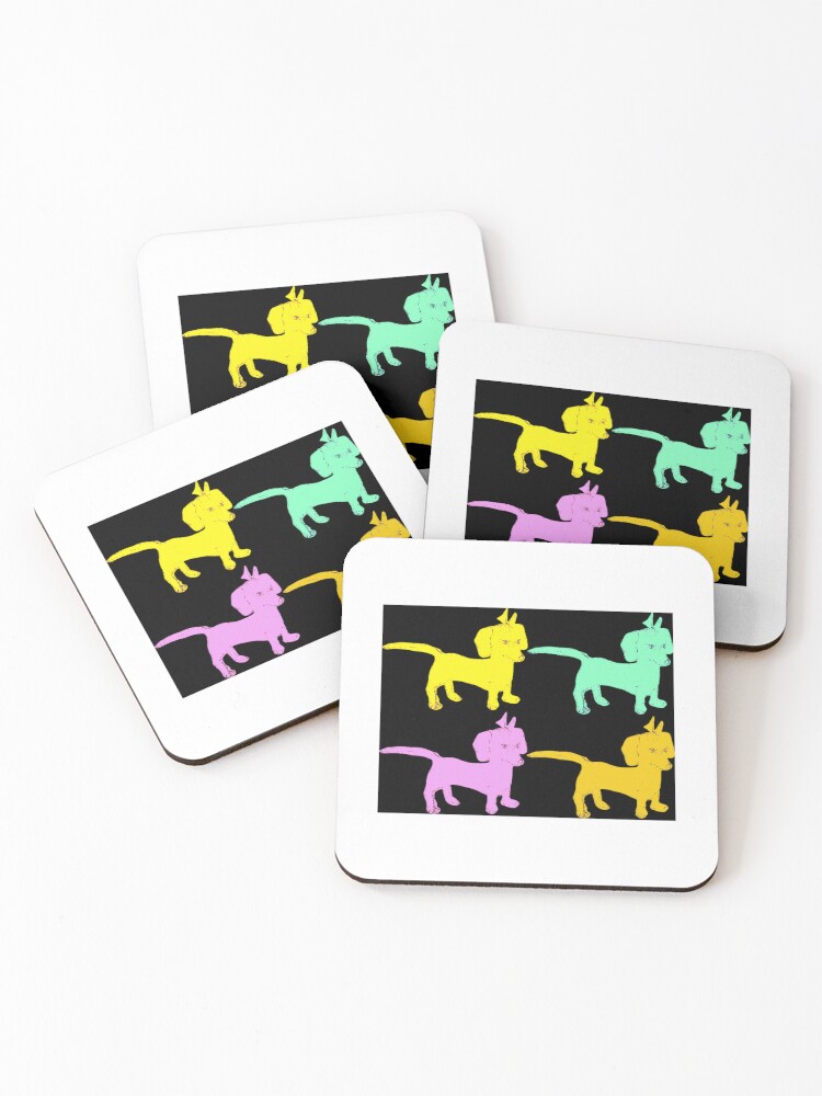 Thumbnail 1 of 5, Coasters (Set of 4), Pop Reeses the Mini Weiner Dog designed and sold by Reesesthemini.