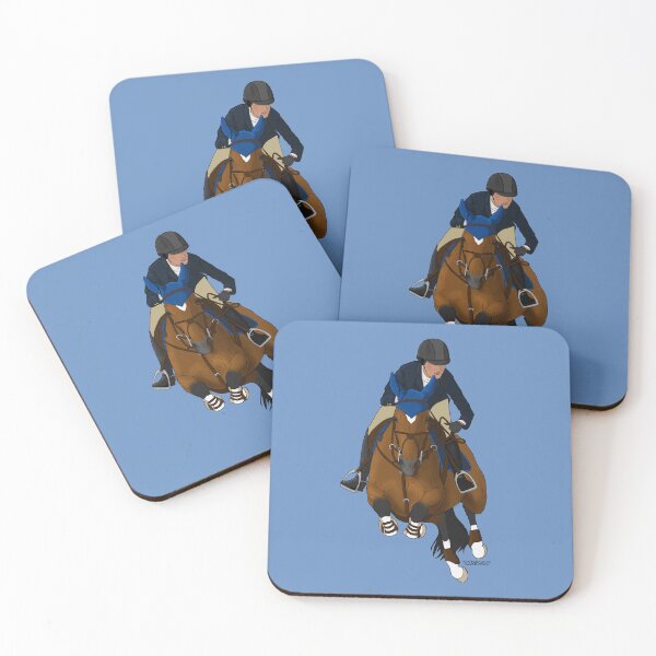 Item preview, Bay Jumping Horse with Rider in Navy Coat designed and sold by DappledMoon.