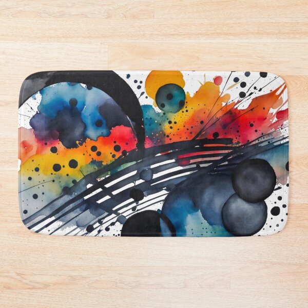 Item preview, Colorful Abstract Splash In Watercolor Painting, Black Line, Cirle, Dots, Blue, Green, Orange, Red, Yellow designed and sold by MyArt23.