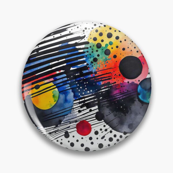 Item preview, Colorful Abstract Splash In Watercolor Painting, Black Line, Cirle, Dots, Blue, Green, Orange, Red, Yellow designed and sold by MyArt23.