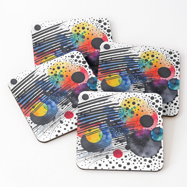Item preview, Colorful Abstract Splash In Watercolor Painting, Black Line, Cirle, Dots, Blue, Green, Orange, Red, Yellow designed and sold by MyArt23.
