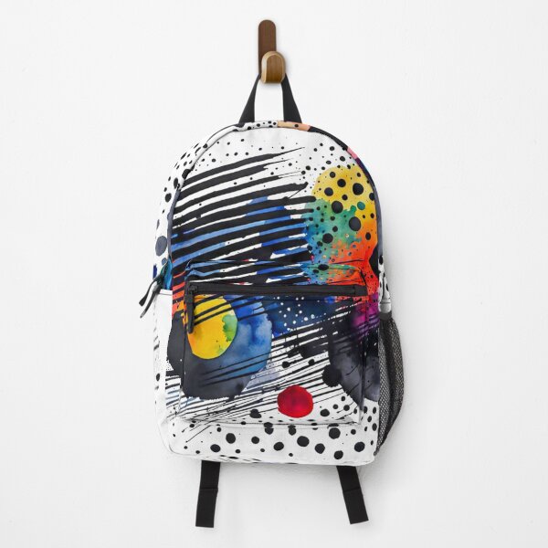 Item preview, Colorful Abstract Splash In Watercolor Painting, Black Line, Cirle, Dots, Blue, Green, Orange, Red, Yellow designed and sold by MyArt23.