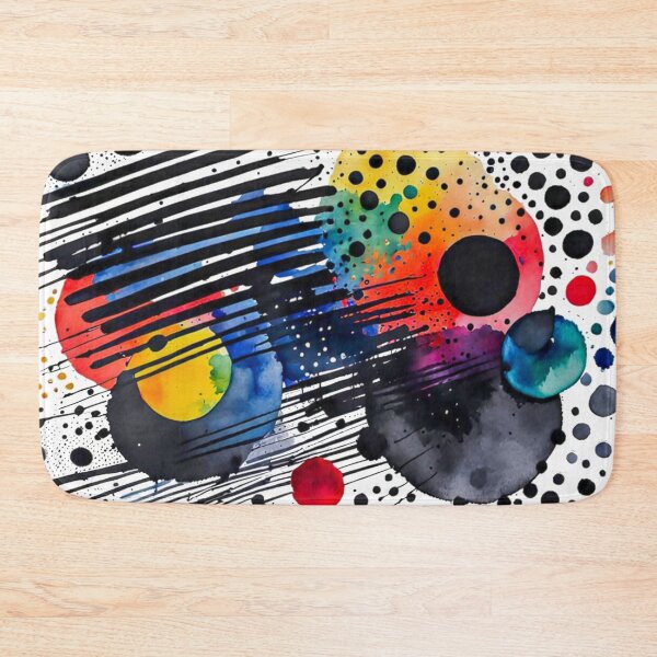 Item preview, Colorful Abstract Splash In Watercolor Painting, Black Line, Cirle, Dots, Blue, Green, Orange, Red, Yellow designed and sold by MyArt23.