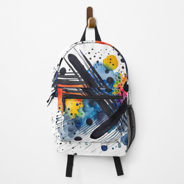 Item preview, Colorful Abstract Splash In Watercolor Painting, Black Line, Cirle, Dots, Blue, Green, Orange, Red, Yellow designed and sold by MyArt23.