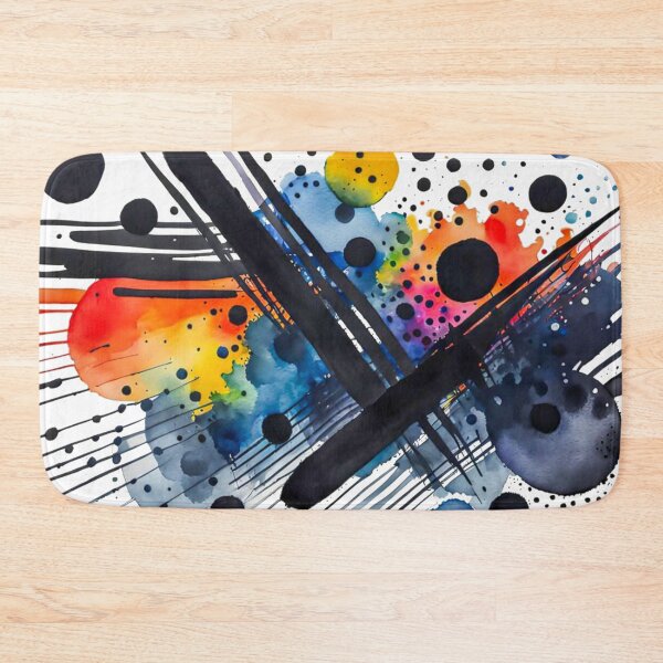 Item preview, Colorful Abstract Splash In Watercolor Painting, Black Line, Cirle, Dots, Blue, Green, Orange, Red, Yellow designed and sold by MyArt23.