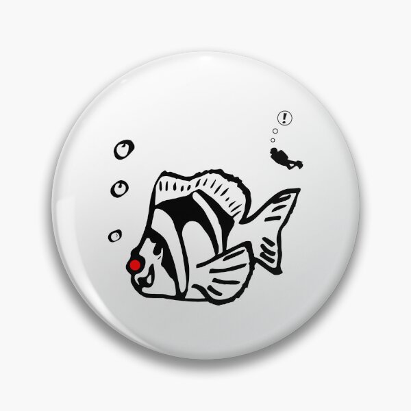 Item preview, Cartoon clownfish with red nose funny design, in black and white designed and sold by Twenty Twenty Visions.
