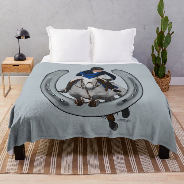 Item preview, Gray Horse and Rider Jumping Through Horseshoe designed and sold by DappledMoon.