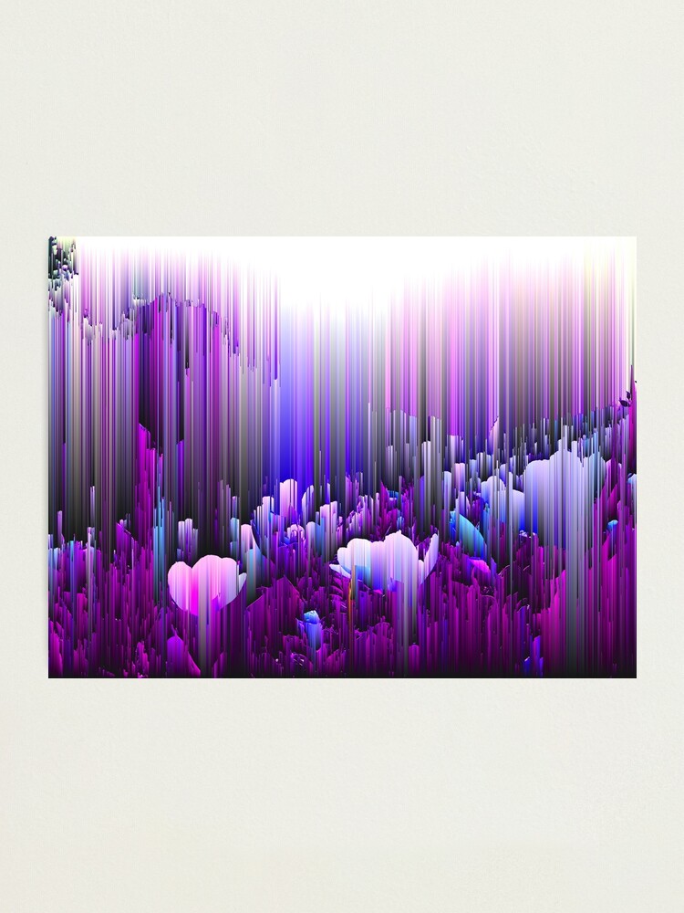 Alternate view of Rain of Lavender - Glitch Abstract Pixel Art Photographic Print
