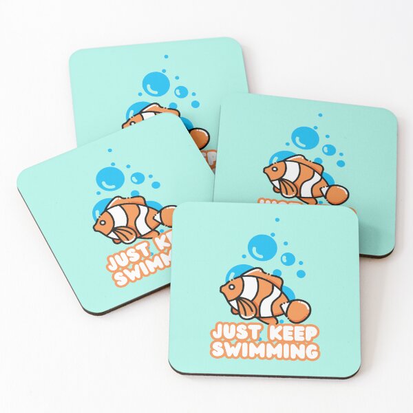 Item preview, Just Keep Swimming Clownfish Quote designed and sold by LivingRoomZoo.