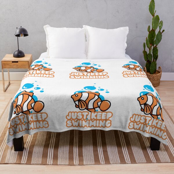 Item preview, Just Keep Swimming Clownfish Quote designed and sold by LivingRoomZoo.