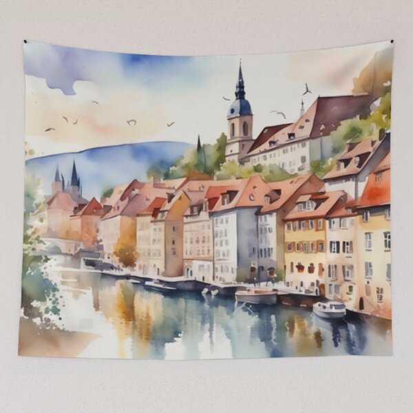 Item preview, Beautiful Watercolor Europe Landscape 1 designed and sold by Yzakreativ.