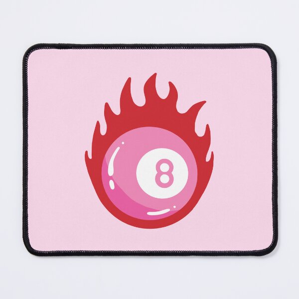 Item preview, Traditional Tattoo Red Pink Eight Ball With Flames Illustration designed and sold by rubyroller-art.