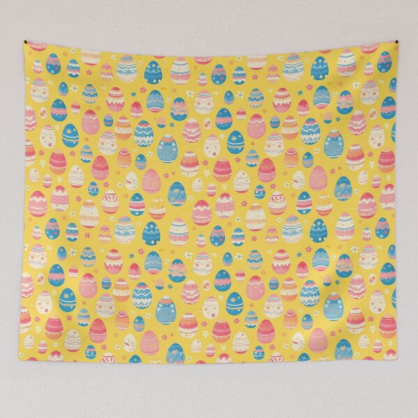 Item preview, Easter Eggs Pattern on Yellow Background designed and sold by Frezcola.