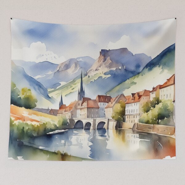 Item preview, Beautiful Watercolor Europe Landscape 4 designed and sold by Yzakreativ.