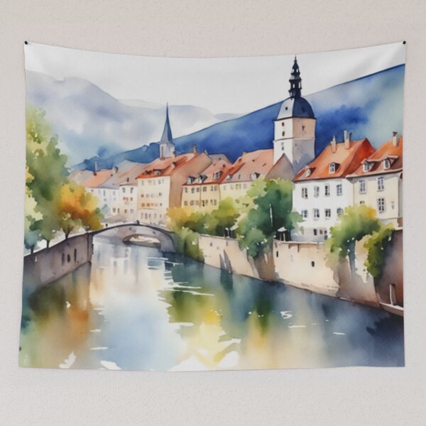 Item preview, Beautiful Watercolor Europe Landscape 5 designed and sold by Yzakreativ.