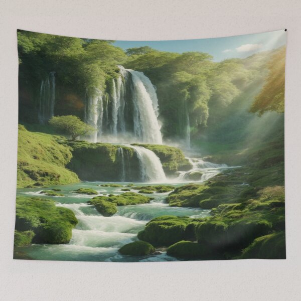 Artikelvorschau, Wasserfall in Green Plains entworfen und verkauft von Enchanting Art Vista.