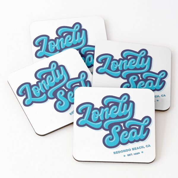 Item preview, 1970s Retro Blue on Blue Bubble Script - Redondo Beach, CA. EST 1992 designed and sold by LonelySealCo.