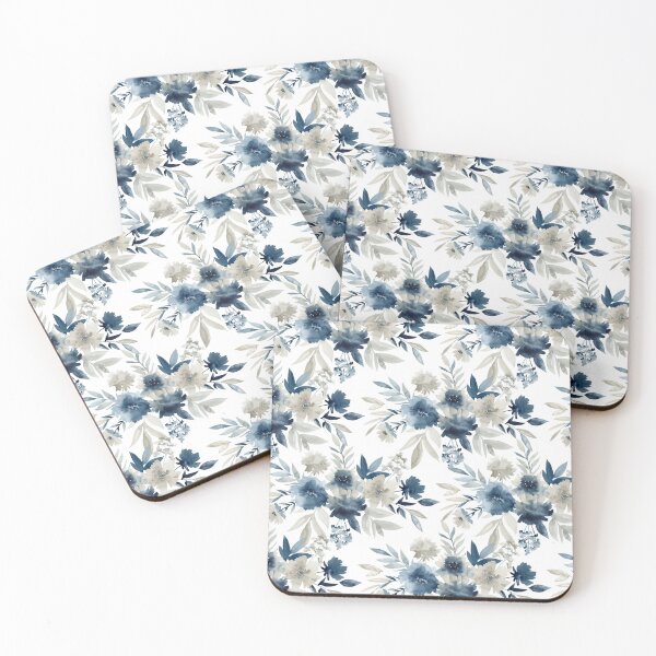 Item preview, Watercolor blue and silver flowers designed and sold by tapilipa.