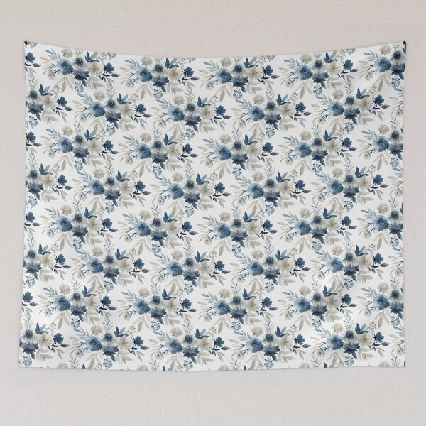 Item preview, Watercolor blue and silver flowers designed and sold by tapilipa.