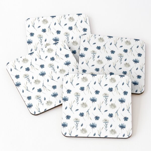Item preview, Watercolor blue and silver peonies designed and sold by tapilipa.