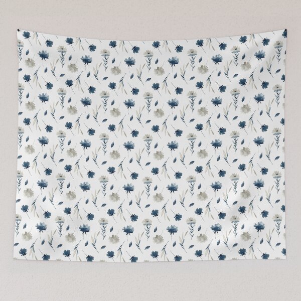 Item preview, Watercolor blue and silver peonies designed and sold by tapilipa.