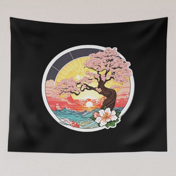 Item preview, Sunset Sakura on the Beach - Ocean Waves Orchids designed and sold by NautiChic.