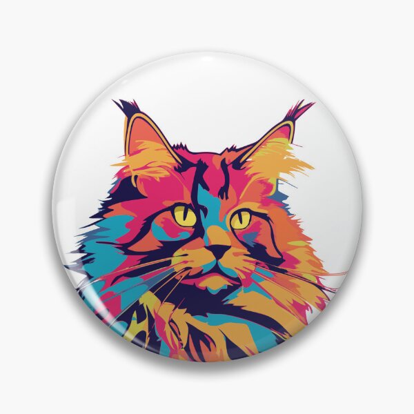 Item preview, Maine Coon Cat - colorful graphic style - vibrant colors of Maine Coon designed and sold by One2Bee Design.