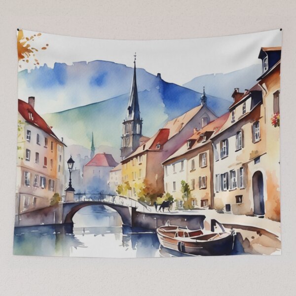 Item preview, Beautiful Watercolor Europe Landscape 20 designed and sold by Yzakreativ.