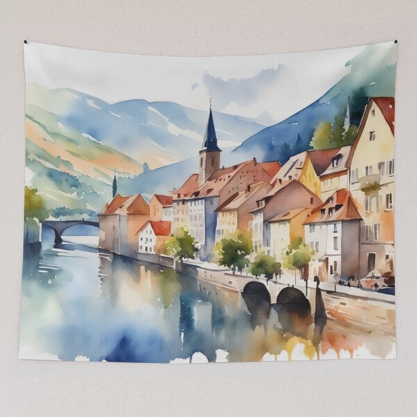 Item preview, Beautiful Watercolor Europe Landscape 23 designed and sold by Yzakreativ.