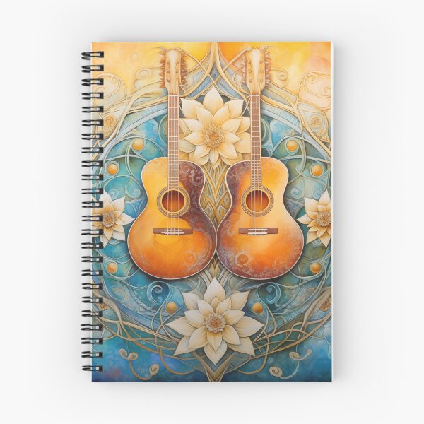 Item preview, Two guitars with lotus flowers.  designed and sold by ArtbyJanineTate.