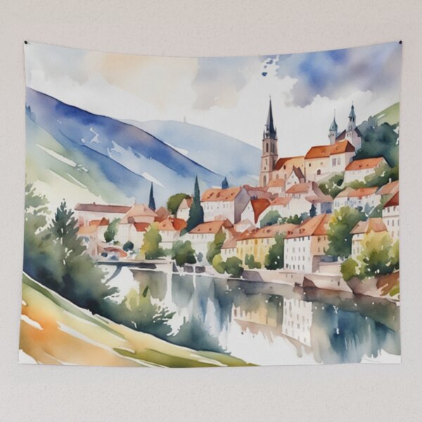 Item preview, Beautiful Watercolor Europe Landscape 26 designed and sold by Yzakreativ.