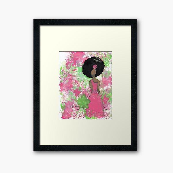 Dripping in Pink and Green Angel Framed Art Print