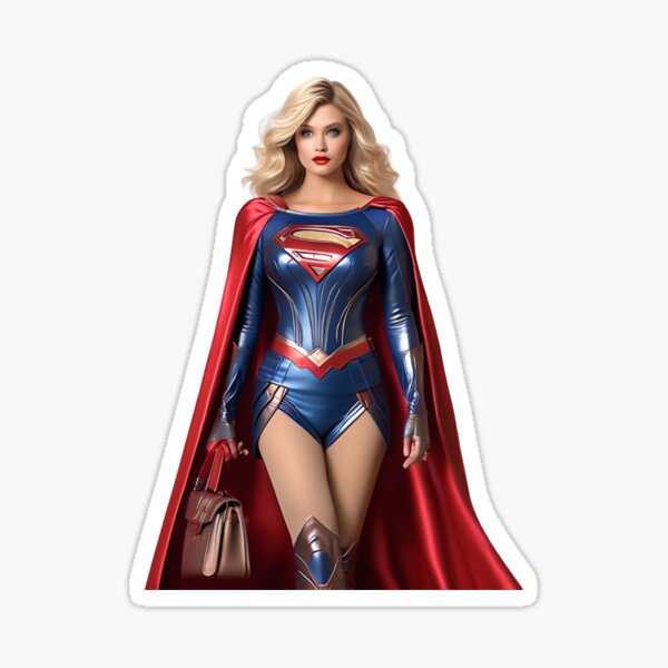 Superhero girl with bag Sticker
