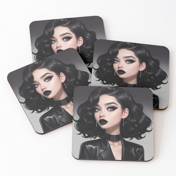 Item preview, Brunette girl black makeup designed and sold by MarisoArt.