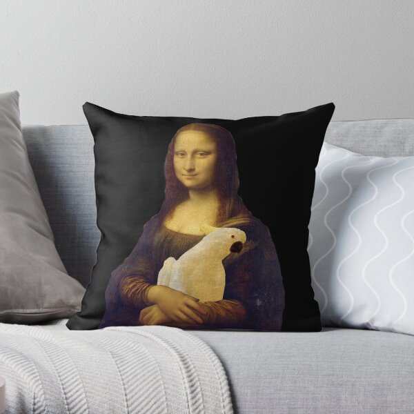 monalisa had a cockatoo Throw Pillow