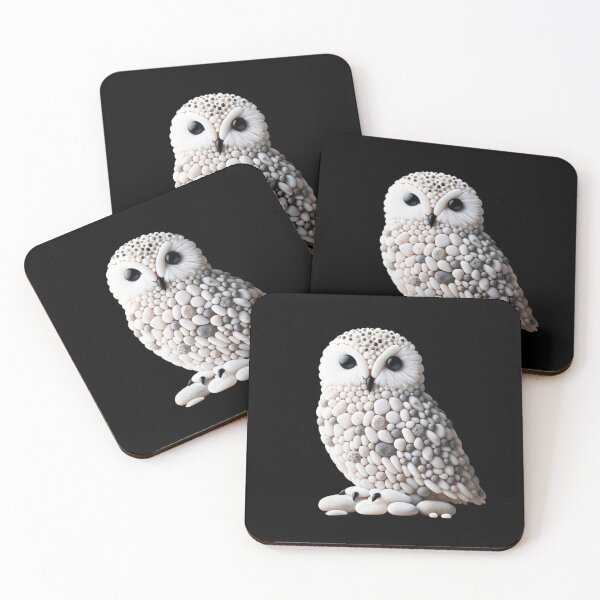 Item preview, Monochrome Mosaic Pebble Art Owl designed and sold by MachineDesigned.