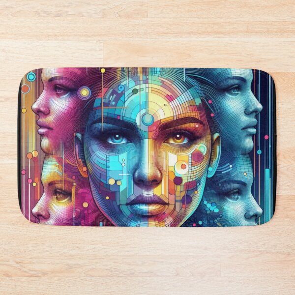 Item preview, Cybernetic Chroma: Woman's Face in Blue, Red, Purple, Yellow designed and sold by SplashTastic.
