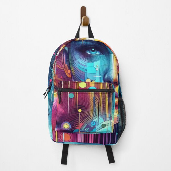 Item preview, Cybernetic Chroma: Woman's Face in Blue, Red, Purple, Yellow designed and sold by SplashTastic.
