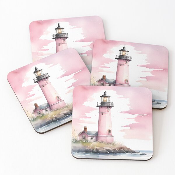 Item preview, Pink lighthouse watercolor designed and sold by Naturitude.