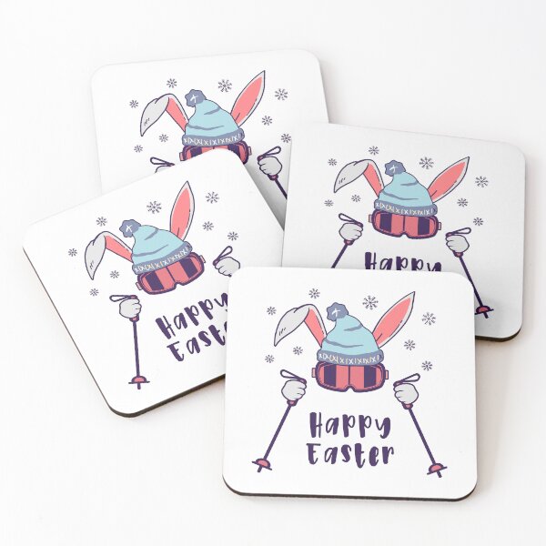 Item preview, Happy Easter from Skiing Rabbit with ski poles designed and sold by HandicraftArt.