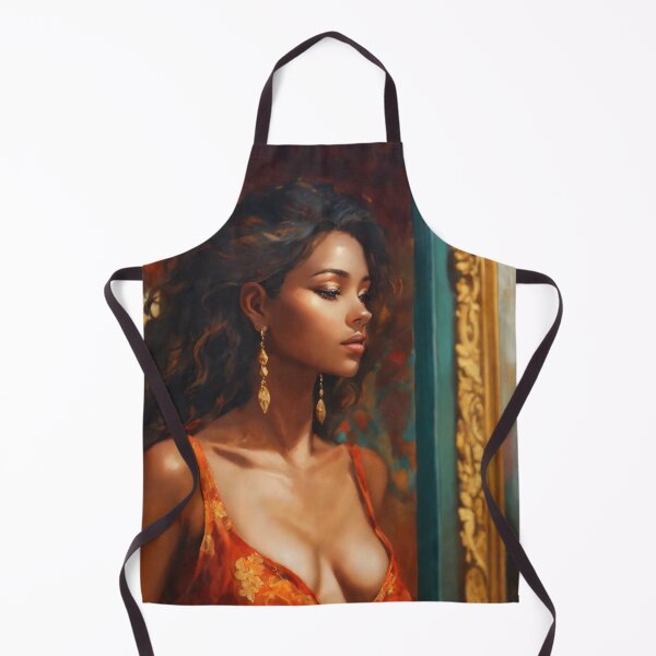 Item preview, A feminine woman looking at herself in the mirror designed and sold by TheCurlyOneArt.