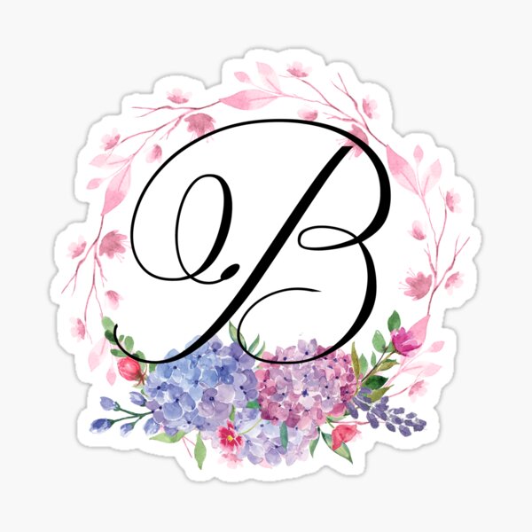 "Pink And Purple Hyacinths Monogram Letter B" Sticker For Sale By ...