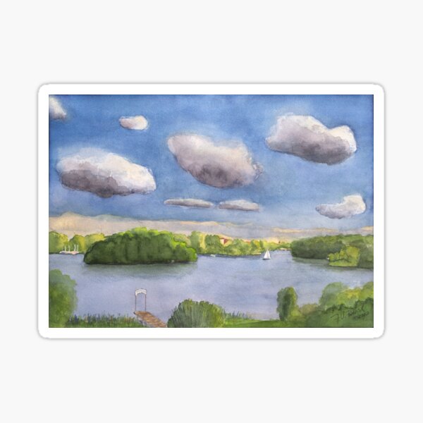 Sommerabend am Templiner Stadtsee vom Cafe Seeblick Sticker